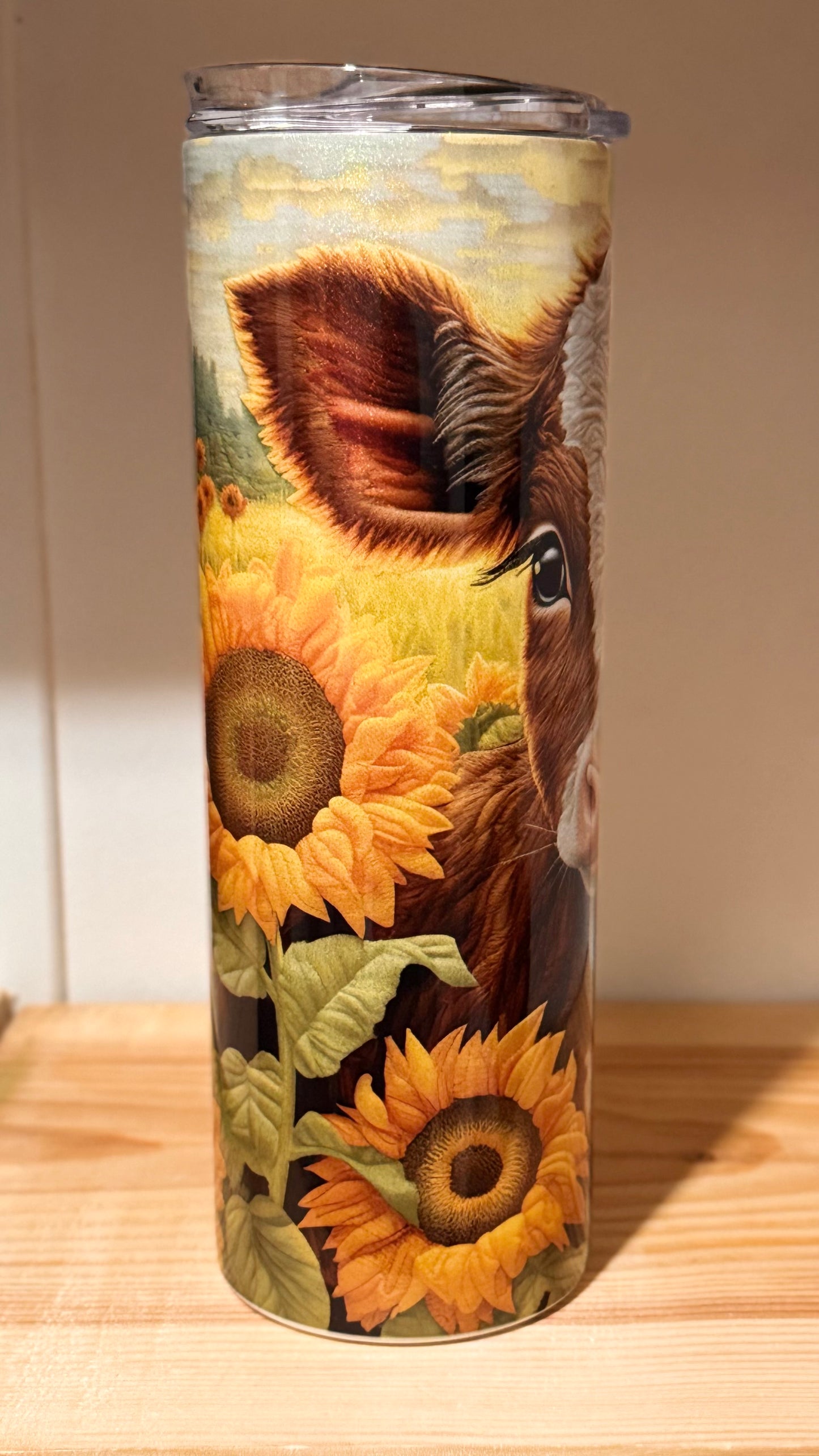 20oz Highland Cow sunflowers Tumbler