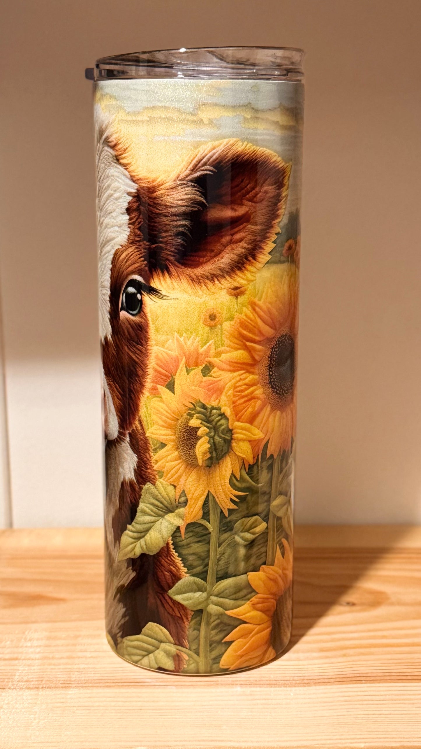 20oz Highland Cow sunflowers Tumbler