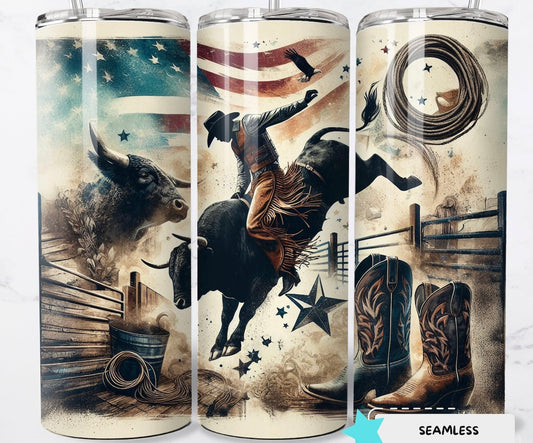 20oz Bull Riding Tumbler