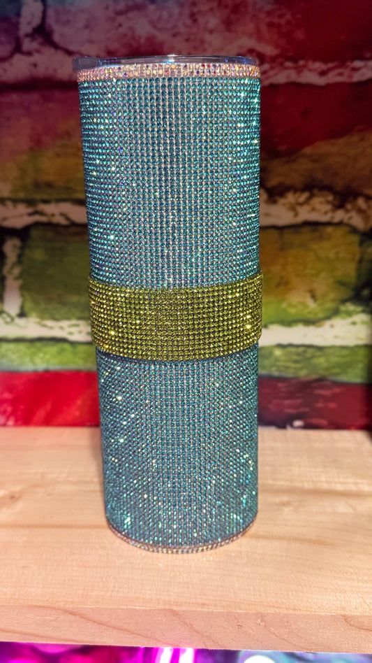 Blue/Green Bedazzled Tumbler