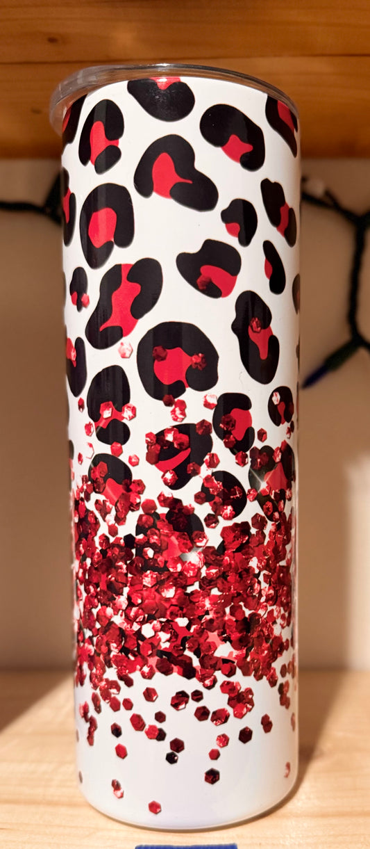 20oz Red Leopard Peekaboo Tumbler