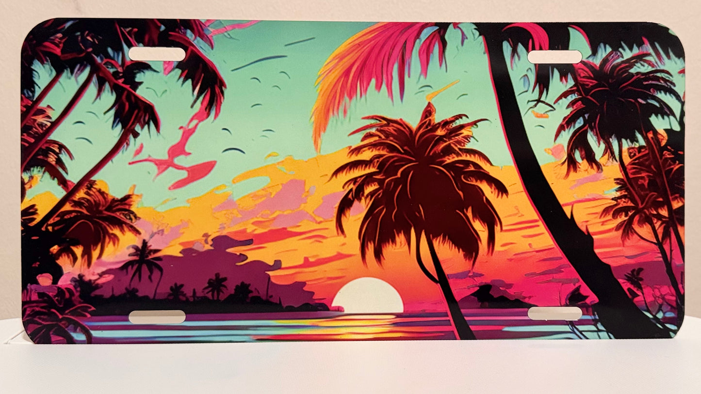 Beach Sunset Car Tag