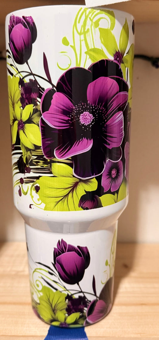 40oz Neon Flowers Tumbler