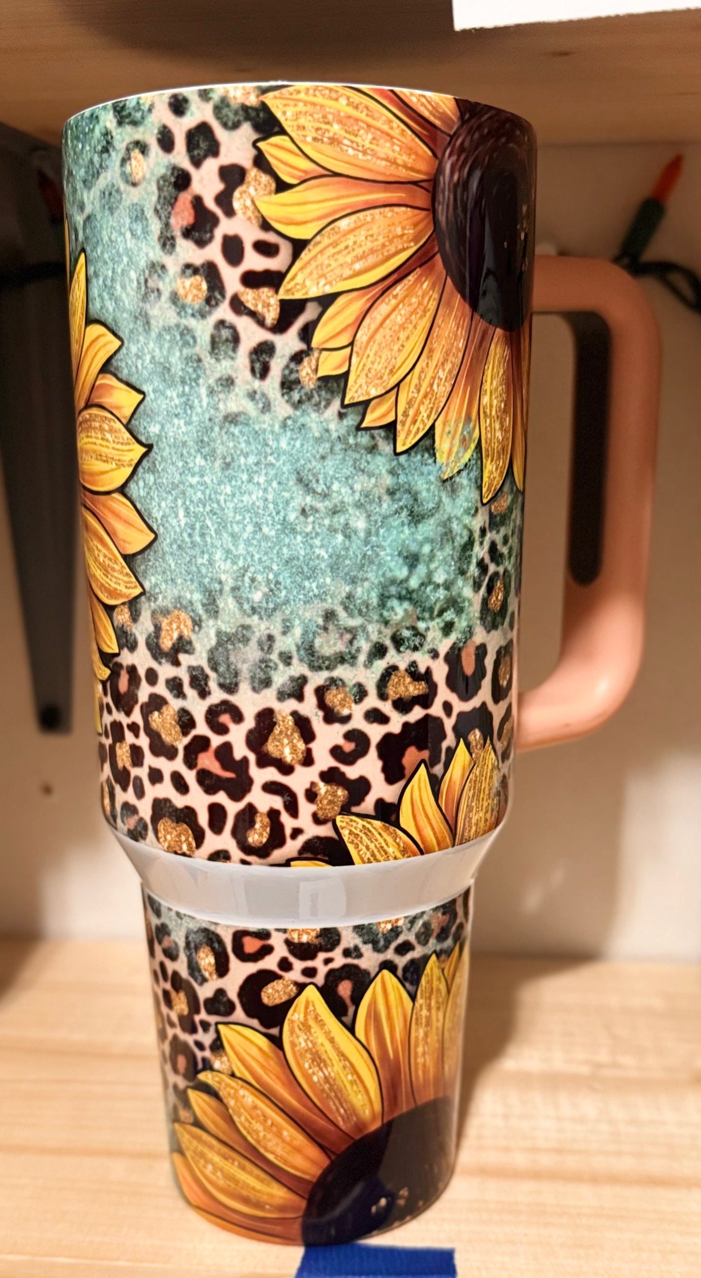 40oz Sunflower Leopard Print tumbler