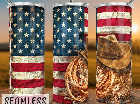 20oz American Flag Lasso Tumbler