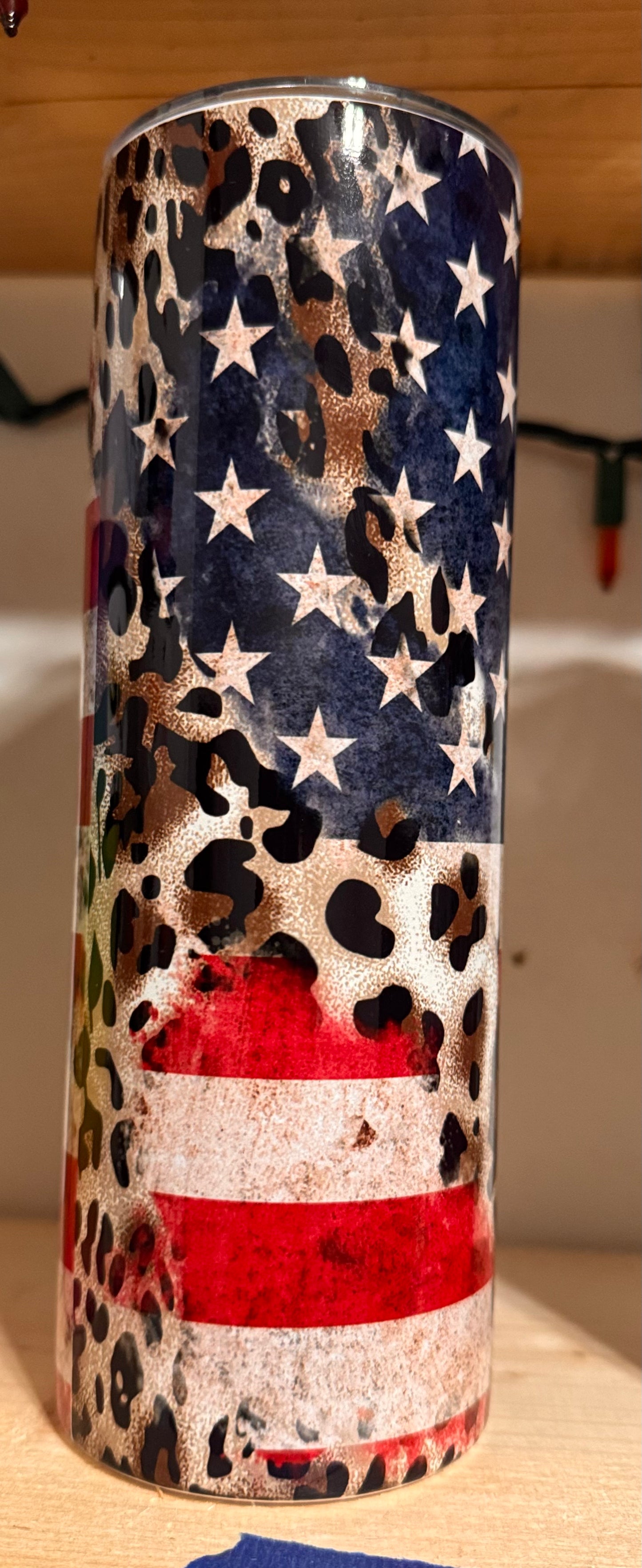 20oz Leopard/American Flag Tumbler